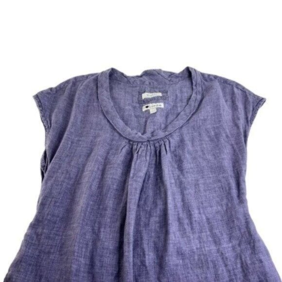 Malvin Linen Blue Chambray Scoopneck Shirt Dress - Picture 4 of 6